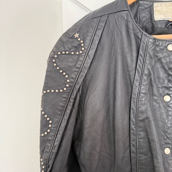 Joseph Alexander Vintage Black Studded Leather Jacket size 8 - Picture 2 of 10